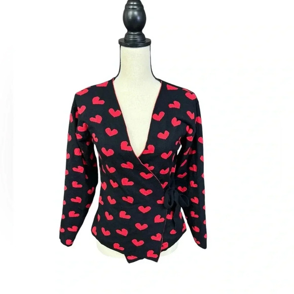 Revolve Lovers + Friends Loved Wrap Top Heart Sweater Small - Picture 2 of 10